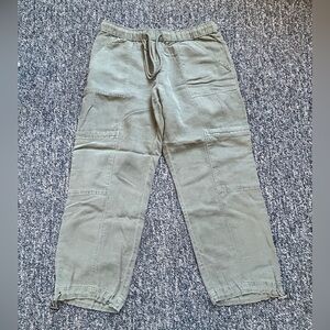 Nicole Miller Sage Green Cargo Pants - Linen - Medium - Super Cute